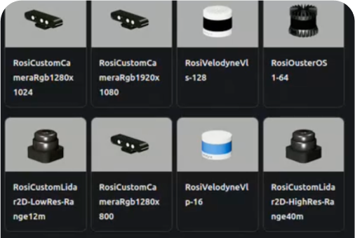RoSi sensor library with RGB camera, Velodyne and Ouster LiDAR models